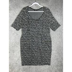 Anna Scholz Knit Scoop‎ Neck Dress Womens US Size 16 Black Gray Abstract